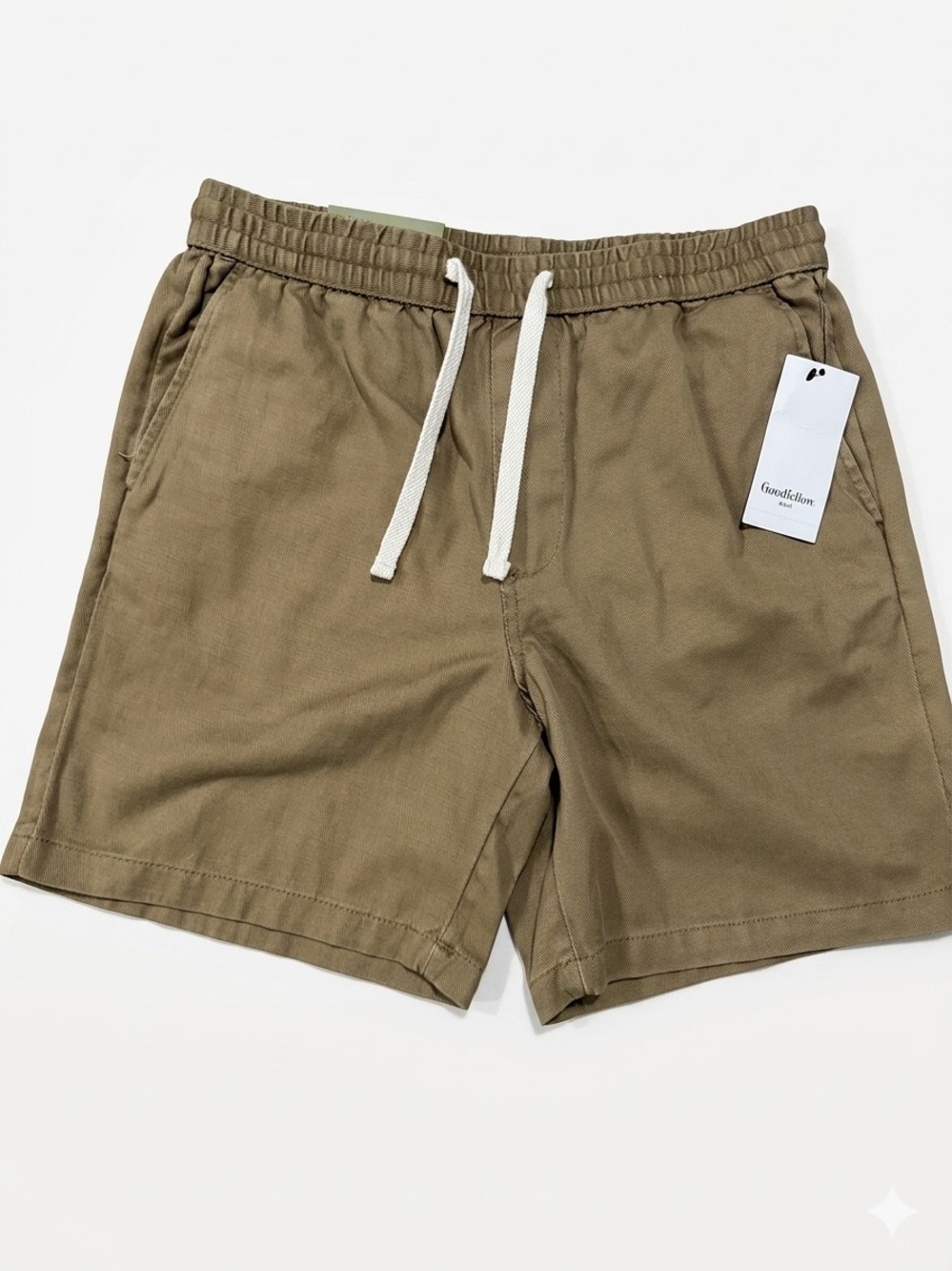 NWT Goodfellow & Co Men's Pull-On Drawstring Shorts Brown Khaki Twill Size Small
